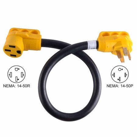 SUPERIOR ELECTRIC 15 ft. 50 Amp NEMA 14-50R RV 6AWG Extension Cord Plug NEMA 14-50P W/Handle RVA1534